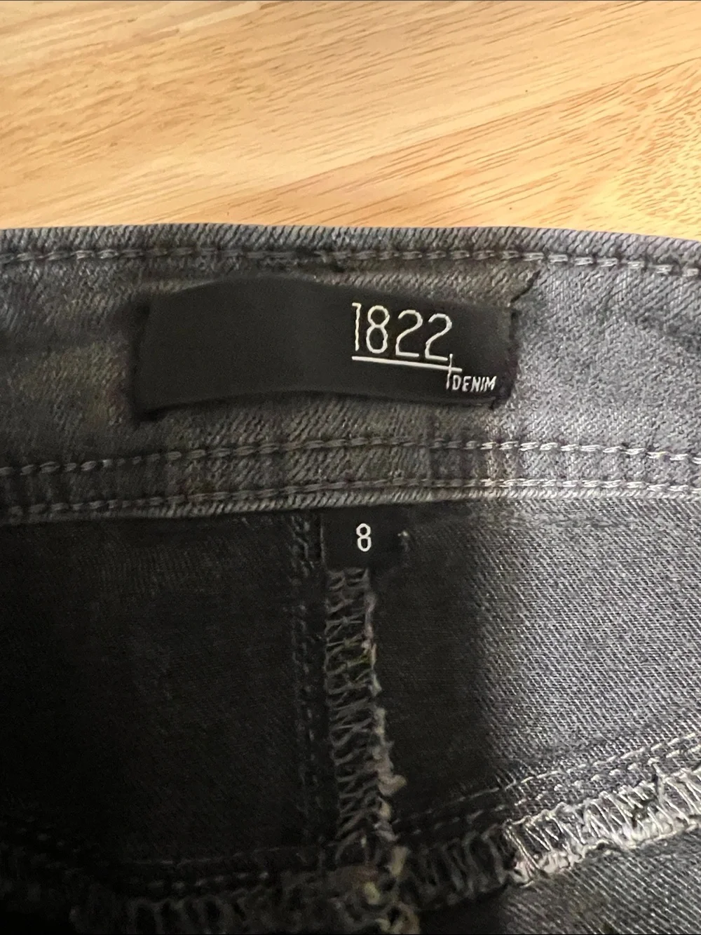 1822 Denim Charcoal Frayed Hem Jean Shorts